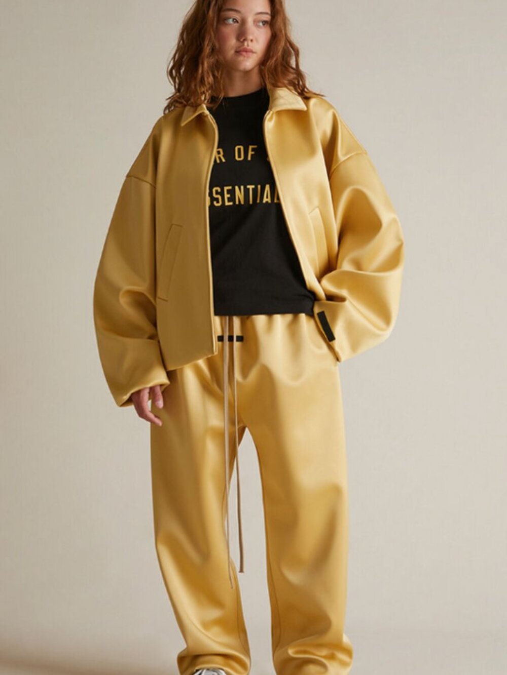 Fear of God Essentials Women's Amber Satin Bomber Jacket